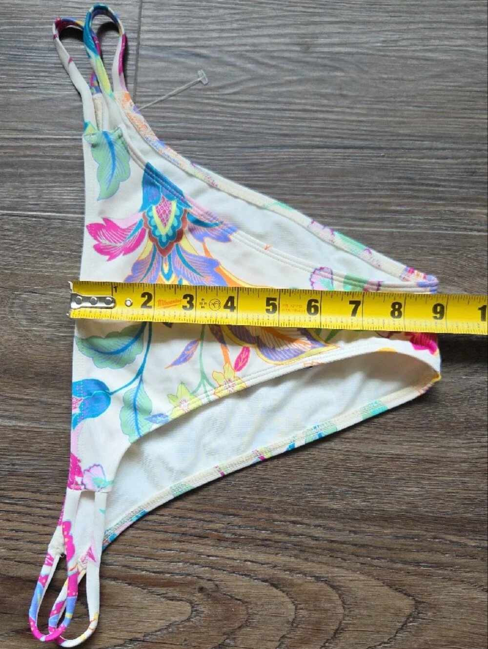 Nwot Oneill Floral Print Cream Bikini Bottoms with Multicolor Accents Size Large